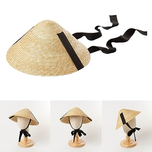Portable Sun Hat Straw Weaving Traditional Cap for Kids Sunproof Cone Hat with Adjustable Chin Rope2