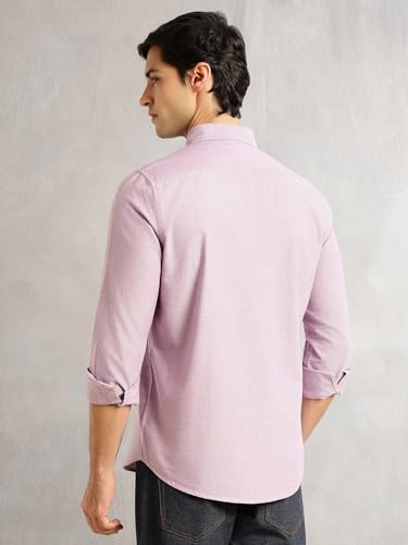 Image of Thomas Scott Men's Premium Slim Fit 100% Cotton Casual Shirt | Button-Down Collar | Full Sleeves | Solid Shirt for Men