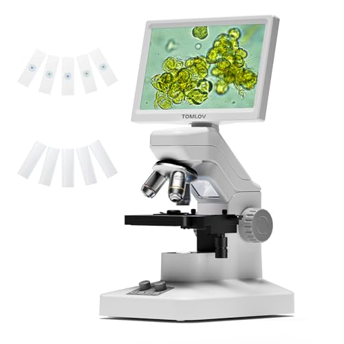 TOMLOV DM301 Max Microscope for Kids Students Adults with X-Y Stage, Digital Microscope Camera with 7' Screen, USB & HDMI Output, Wireless Biological Lab Scope for School Home Education with Slides
