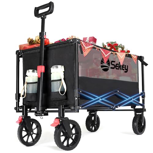 Sekey XXL Bollerwagen Faltbar mit Bremsen 160L 150KG Belastbar, Faltbarer...
