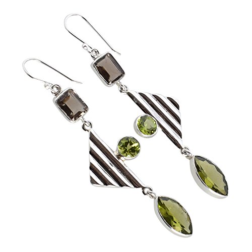 Boucles d'oreilles quartz fumé et argent sterling d'exception