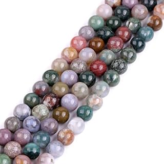 GEM-Inside 8mm Indian Agate Round Gemstone Semi Precious Loose Beads for Jewellery Making 15''