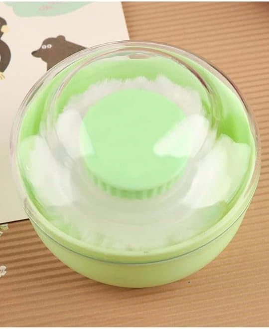 Kiddy Soft-Feel Light Green Powder Puff with with Box Holder Container for New Born and Kids | Gentle Touch for Your Little One's Skin | BPA-Free (Single Pack)(Green)
