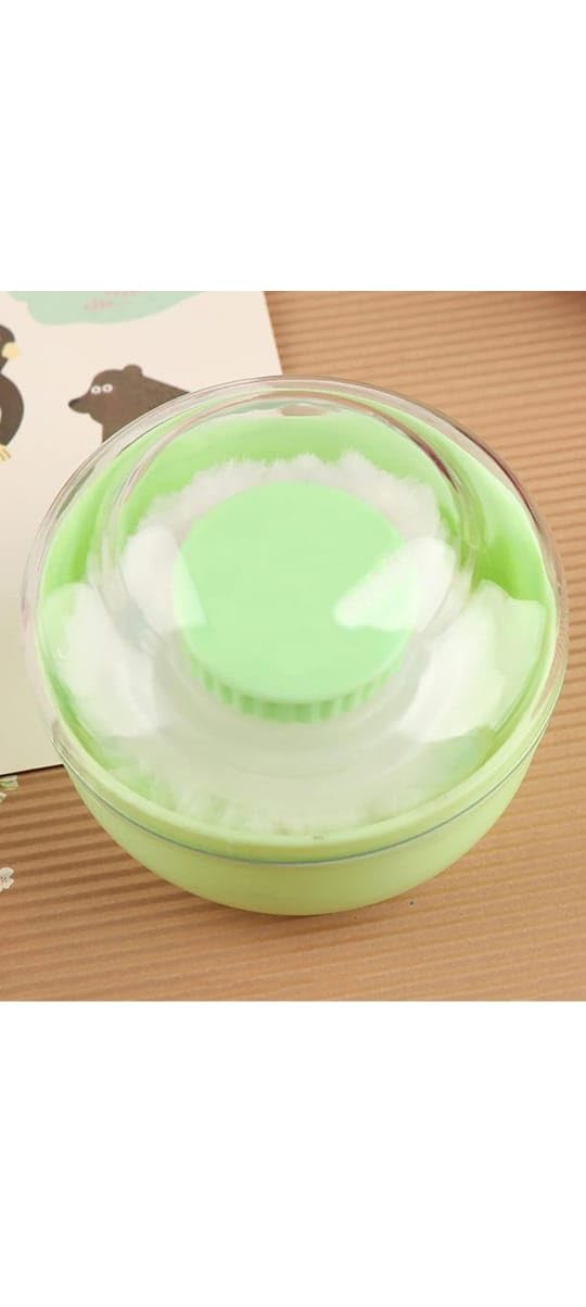 Kiddy Soft-Feel Light Green Powder Puff with with Box Holder Container for New Born and Kids | Gentle Touch for Your Little One's Skin | BPA-Free (Single Pack)(Green)