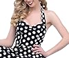 BI.TENCON 1950s Black Halter Style Vintage Polka Dot Swing Dress L #4
