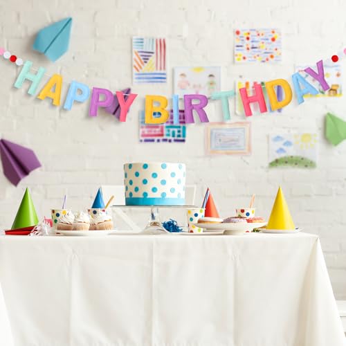 Image of Mindsoft Felt Happy Birthday Garland Rainbow Banner Reusable Happy Birthday Sign Party Supply for Party Decor(Bright Color,Normal)