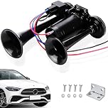 SGZIOO Air Horn 12v 150 DB, 12v Air Horn with Compressor, Double Tube Train Horn, Dual Trumpets, Super Loud Car Horn for Truck, Train, Car, Van, Black