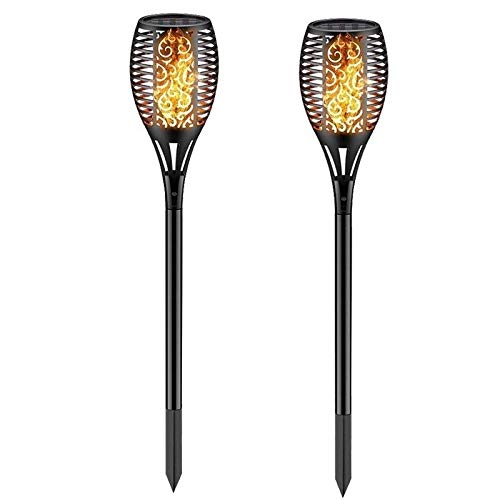 Preisvergleich Produktbild Gungungun Solar Fackellicht, Flackernde Flamme Solar LED Gartenleuchten Wasserdicht Tanzende Solarleuchten Im Freien, Inneneinrichtung Beleuchtung Für Gartengeschenke (2er Pack)
