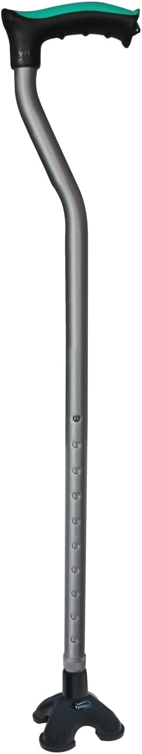 Tynor Walking Stick Tetra | Lightweight & Sturdy for Mobility Support | for Seniors & Rehabilitation | Universal Size, (Grey, 1 Unit)