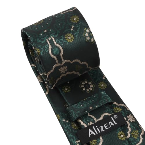 Image of Alizeal Mens Vintage Solid Plaid Tie with Pocket Square 3.15inches Necktie Set