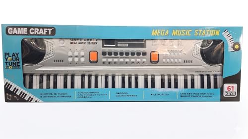Image of Mega Music Station 61 Keys Electronic Keyboard Piano for Kids with MP3, USB Input, LED Display, Built-in Speakers, Demo Songs, Tones & Rhythms | Musical Keyboard for Beginners Boys & Girls