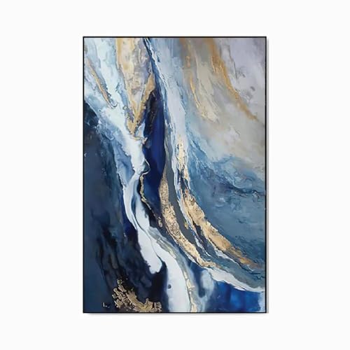 Tableau Abstrait LIUYUYOUGO vagues bleues peinture à l'huile apaisante
