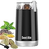  Kaffeemühle Elektrisch 220V geeignet für Kräuter Gewürze Kaffeemühle Elektrische, Leise Klein Kaffeemühle Kapazität von 45g, Leistungsstarke Edelstahlklinge, Mahlgrad über Mahldauer wählbar