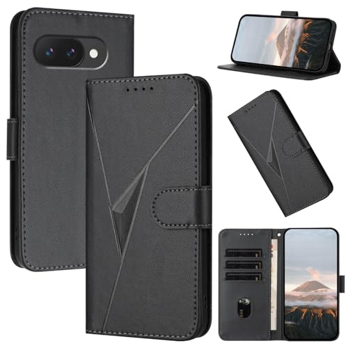 Oduio Case for Google Pixel 10A Wallet Cover PU Leather Google 10A Flip Covers Shell with Card Slots Hand Strap Kickstand Magnetic Folio Phone Cases,Black