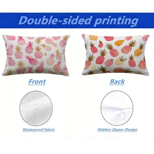 Fundas de Cojín Exterior 40x60 Impermeables con Efecto Lino Rosas Juego de 2 para Sofá M-P363 3