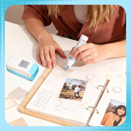 Image of Stamp Puncher, Postage Stamp Punch and Paper Punch Tool for Scrapbooking, Card Making and Gift Wrapping Projects, Light Blue Craft Cutter