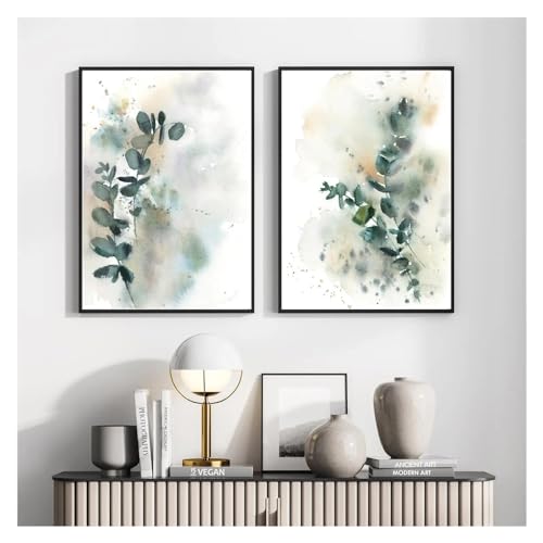 Impression minimaliste salon chambre aquarelle eucalyptus moderne 50x70cm