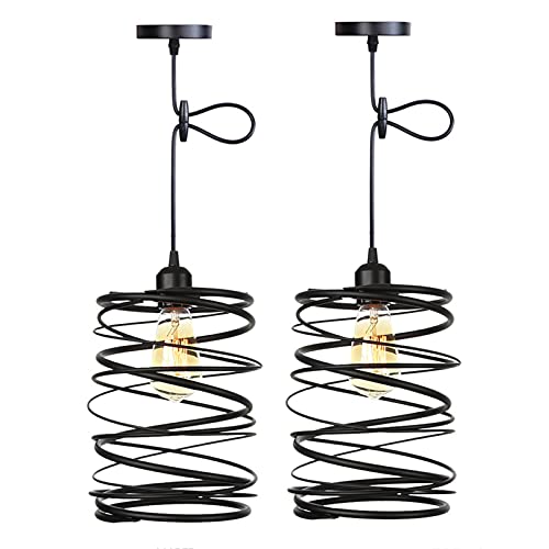 Luminaire de plafond suspendu noir style cage en métal pour îlot de cuisine