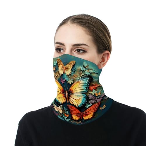 Neck Gaiter Face Mask Men Women, Colorful Flowers Butterflies Face Mask Scart Cover for Dust Wind Sun Protection4