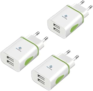 Pipestation 3 Pack Eu 2 Pin To Usb Travel Plug Travel Adapter Charger | Euro Wall Adaptor 2 Usb Ports | European Universal Power Adapter Plug Uk To Europe For Iphone Samsung Shaver Toothbrush