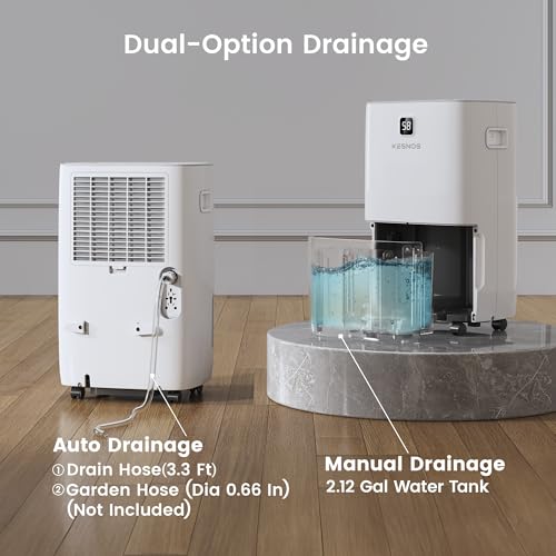 Image of Kesnos 150 Pint Dehumidifier for Basement with Drain Hose, 7,500 Sq. Ft.