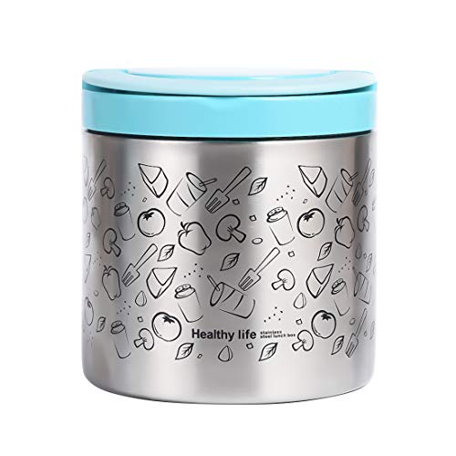 Vacuum Insulated Thermos Food Jar Lunch Thermos with Handles, Portable Stainless Steel Lunch