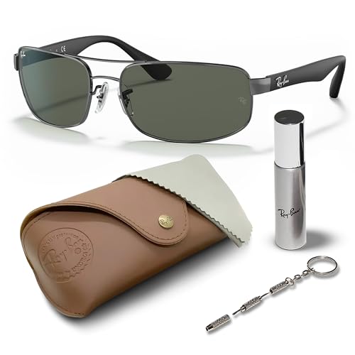 Ray-Ban RB3445 Rectangle Shaped Sunglasses for Men & Women with Official RAYBAN Eyewear Kit