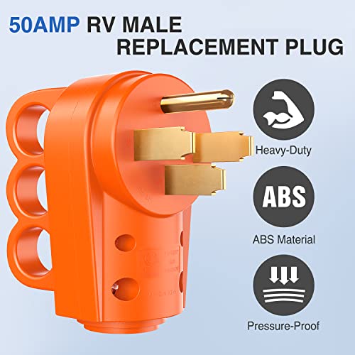 Image of Nilight 50 Amp RV Replacement Plug ETL Listed NEMA 14-50P | 125 /250 Volt Heavy Duty Male Plug Socket with Handle for Camper Caravan Motorhome Van Trailer