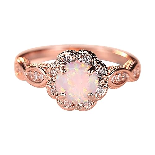 Generisch Anillos para cortina de ducha anillo de oro rosa anillo de diamantes de imitación anillo de aleación anillos de joyería mujeres moda anillos de circón para mujeres caléndula cuidado, 7,