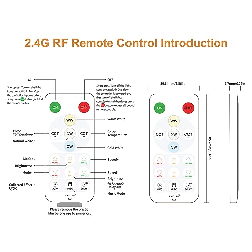 Image of PAUTIX CCT LED Controller Kit SP642E,iOS /Andriod App Control 2.4G RF Wireless Remote Control,CCT LED Controller /Dimmer,for CCT LED Strip Light,with Timing Function,Music Mode,Group Control