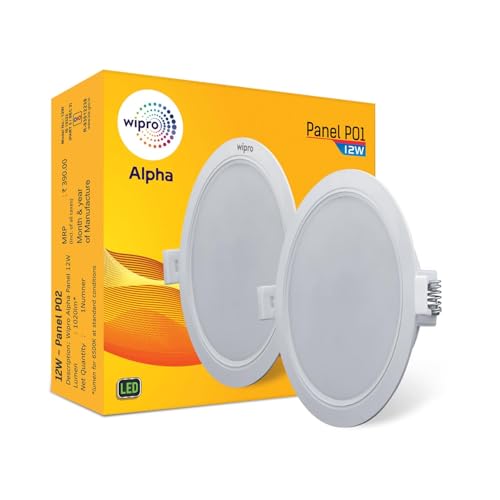 Image of wipro 12w Alpha Downlight for Junction Box | Cool Day White (6500K) |4 inch Cutout, 22mm Height| Surge Protection Upto 350 VA | High Voltage Protection Upto 4KV | Pack of 10