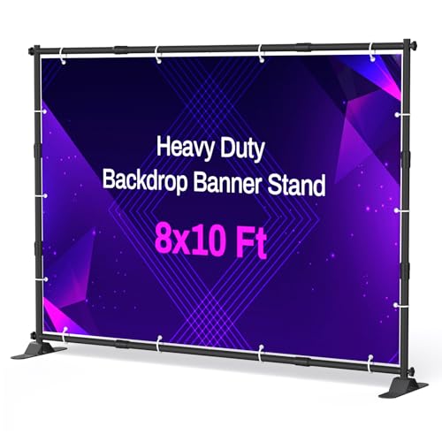 Womnwomn 10 x 8 Ft Heavy Duty Backdrop Banner Stand, Adjustable Photo Background Support Frame Kit, Backdrop Stand for Parties Birthday Party Baby Shower Wedding Decorations