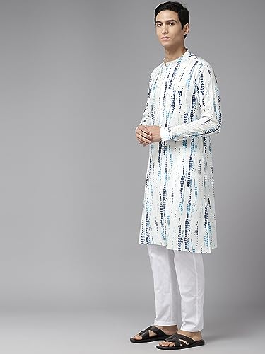 See Designs White Cotton Regular Fit Mandarin Collar Printed Kurta Set Long Sleeves_Sdmkt122101S
