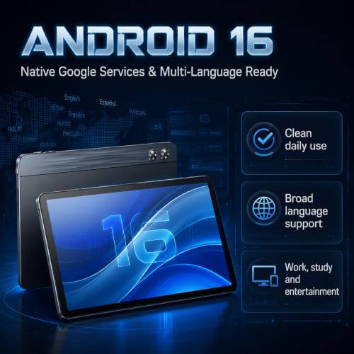 Image of Android Tablet 11 inch with Octa-Core Processor, 36GBRAM+128GB Storage, 7800mAh Large Battery, Gemini AI, 1TB Expandable, 5G /2.4G WiFi, BT 5.4,Dual Camera, Tablet for Study, Business&Entertainment