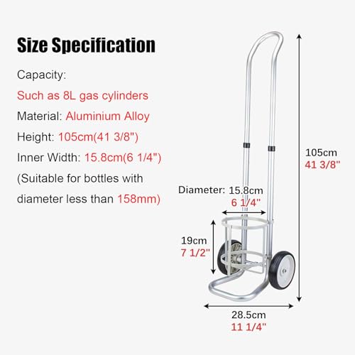 Chariot de transport pour bouteille d'oxygène support réglable à roulettes
