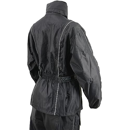Milwaukee Leather Mens Lightweight Black Water Resistant Oxford Nylon Rain Suit SH22154