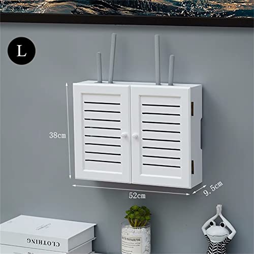 Scatola portaoggetti per router WiFi con sportello, cavo grande per scrivania/TV/computer, nasconde cavi e ingombri, bianco, 52 cm, ideale per hub USB e gestione dei cavi