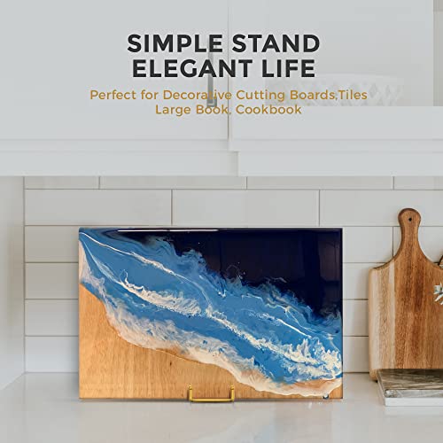 Image of TR-LIFE 10 Inch Large Plate Stands /Holder for Display - Metal Picture Frame Holder Stand + Small Easels for Decorative Plate, Platter, Book, Plaques, Photo, Tabletop Art (Gold 2 Pack)