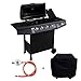 Produktbild TAINO Basic 4+1 Gasgrill inkl. Abdeckung Druckminderer Grillwagen BBQ Edelstahl-Brenner Seitenkocher Gas-Grill TÜV Schwarz