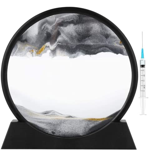 Image of NYRWANA Sand Art, Moving Sand Art,Sand Art Decor Picture Glass Liquid Wall Painting, 3d Deep Sea Sandscape Natural Landscape in Motion Display with Flowing Sand Frame for Home Decor, Diwali Gift Item, (10 inch, Black)