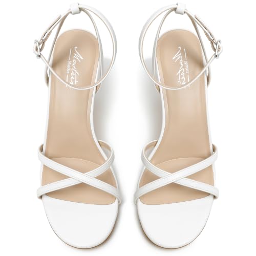 Image of Mostrin Strappy Heels for Women Ankle Strap Heels Women's Heeled Sandals for Party Prom Wedding