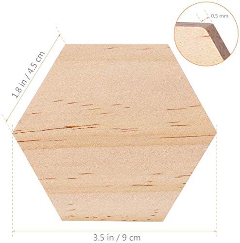Hexagon Wood Slices 25 Pack Unfinished Wooden Craft Cutouts 3.5x1.8IN by SUPVOX - Used condition - Image 5