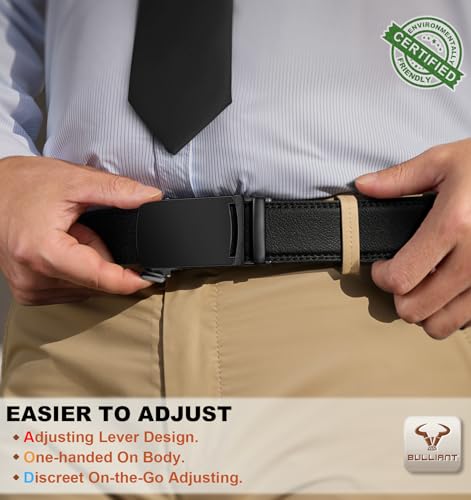 Image of Men's Belt,Bulliant Leather Adjustable Belt for Men Dress Casual 1 3 /8,Trim to Fit