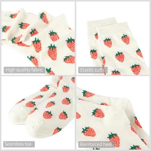Image of Women's Cute Crew Socks, Casual Athletic Cotton Bowknot Cherry Calf Novelty Socks for Women