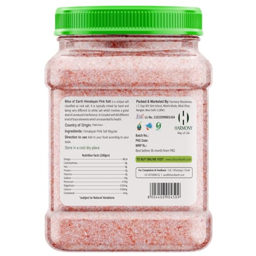 Bliss of Earth 1KG Pure Himalayan Pink Salt Non Iodised Rock Salt For weight management & Healthy Cooking, Natural Substitute of Iodised White Salt