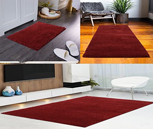 Image of Purav Light 2200 GSM Soft Fluffy Runner Mats (5 x 7 ft, Maroon)| Durable & Washable Bedside Runner for Bedroom, Mat for Bathroom, Living Room Floor Home Decoration with Anti Skid Backing