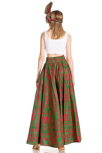 Sakkas Asma Second Convertible Traditional Wax Print Adjustable Strap Maxi Skirt2
