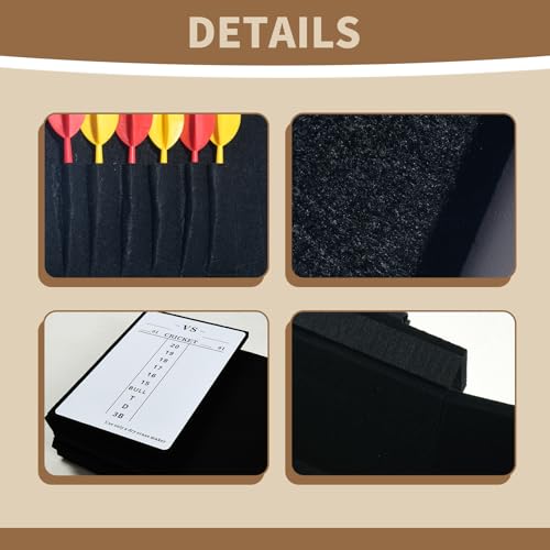 OCMML Dart Board Wall Protectors Multi-Functional Set with Scoreboard,Scoring Marker&Dart Holder Bag One-Piece Felt Panel Design Easy to Install,Safe Protection 35.4\"x23.6\"x0.5\" Black Felt Dartboard
