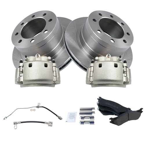 Image of TRQ Rear Brake Pad & Rotor Kit Semi-Metallic Compatible with 2006-2008 Dodge Ram 1500