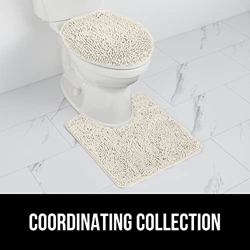 Image of Gorilla Grip Original Shag Chenille Bathroom Toilet Lid Cover, 19.5 Inch x 18.5 Inch Large Size, Machine Washable, Ultra Soft Plush Fabric Covers, Fits Most Size Toilet Lids for Bathroom, Ivory Cream